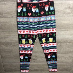 CowCow Womens Large Christmas Tree Retro Leggings